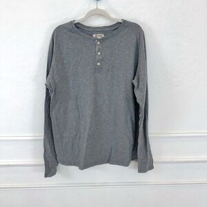 GOODTHREADS Mens Gray Long Sleeve Henley Shirt XL Cotton